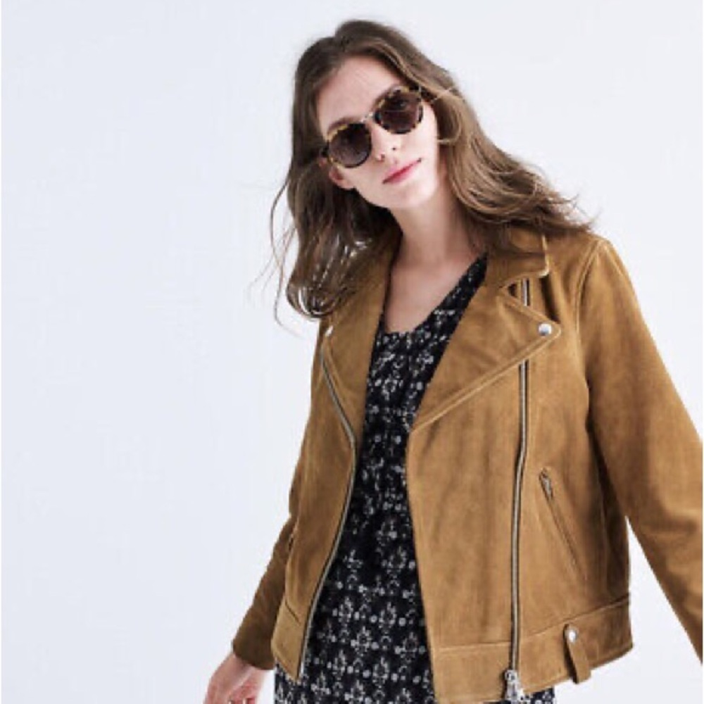 NWT Madewell Suede Leather Tan Moto Jacket